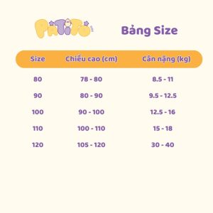 size đồ cho bé