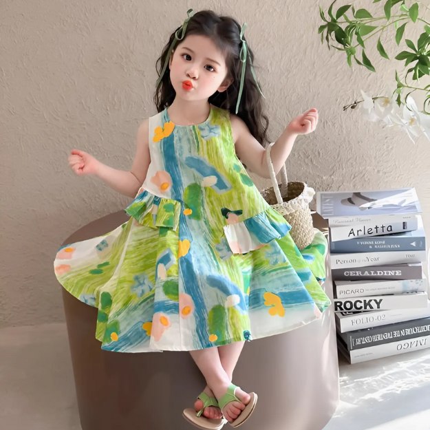mẫu quần áo sang chảnh cho bé gái hoạ tiết