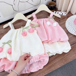 set bộ quần áo đính hoa tulip