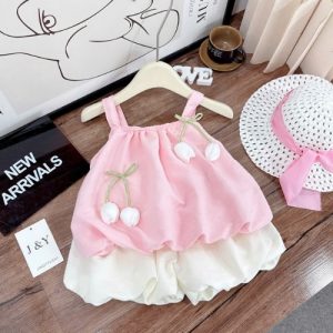 set bộ quần áo đính hoa tulip