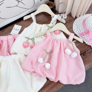 set bộ quần áo đính hoa tulip