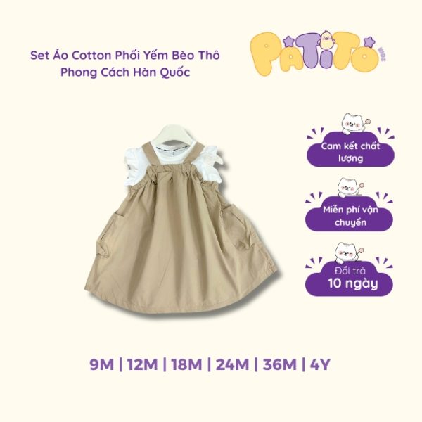 set áo cotton phối yếm bèo thô