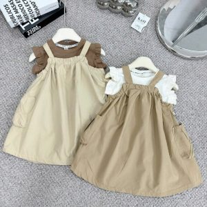 set áo cotton phối yếm bèo thô