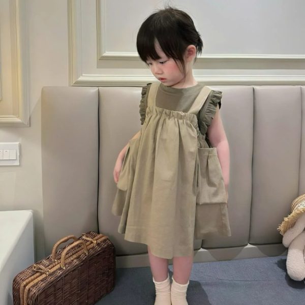 set áo cotton phối yếm bèo thô