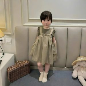 set áo cotton phối yếm bèo thô