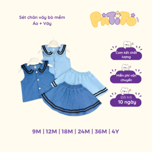 Set Chân Váy Trẻ Em Bò Mềm Patito Kids - Thời Trang Trẻ Em Xinh Xắn, Chất Vải Mềm Mại