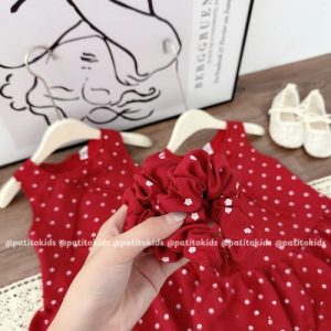 váy bé gái chấm bi đỏ tùng xoè công chúa