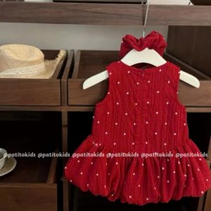 váy bé gái chấm bi đỏ tùng xoè công chúa
